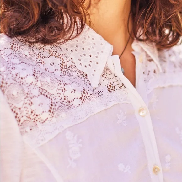 April Cornell Nostalgia Cream Lace Blouse XS - Picture 2 of 11